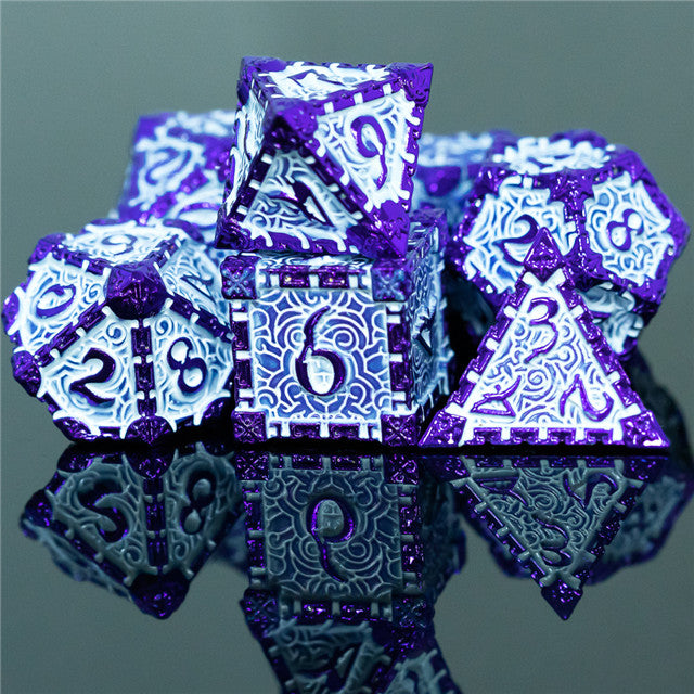 Purple and White Metal Dice（Dagger of Venom）7-Dice Udixi RPG (Online Only)