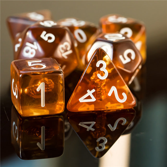 Monk (Fist) Clear Golden Dice w/ Golden Fist 7-Dice Set Rpg (Online Only)
