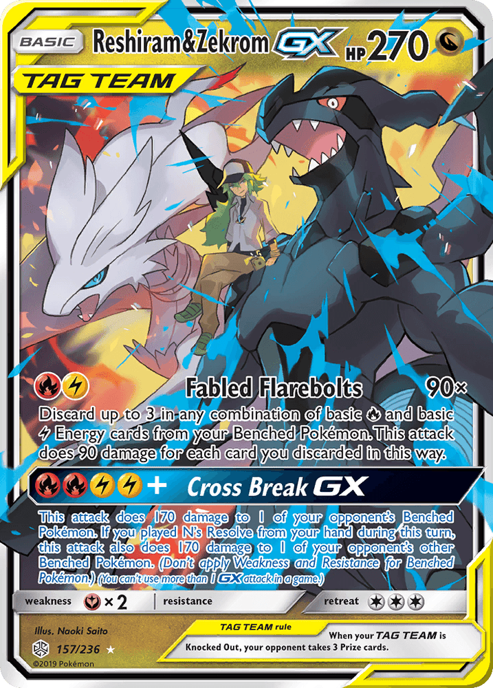 Reshiram & Zekrom GX (157/236) [Sun & Moon: Cosmic Eclipse] (Online Only)