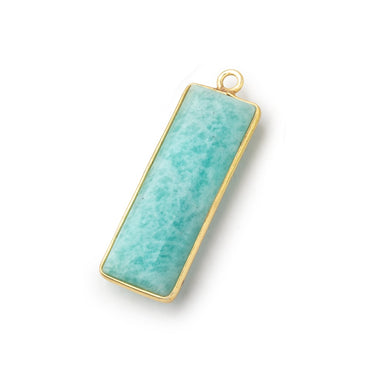31x11.5mm Vermeil Bezel Amazonite Plain Bar Pendant 1 Focal Bead (ONLINE ORDER ONLY)
