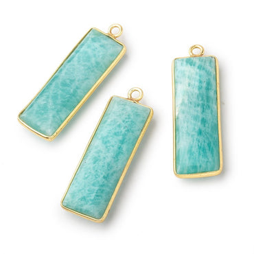 31x11.5mm Vermeil Bezel Amazonite Plain Bar Pendant 1 Focal Bead (ONLINE ORDER ONLY)