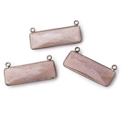 31x11mm Black Gold Bezel Chocolate Moonstone Bar 2 ring Connector East West 1 pc (ONLINE ORDER ONLY)