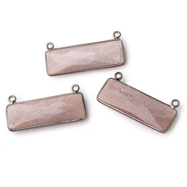 31x11mm Black Gold Bezel Chocolate Moonstone Bar 2 ring Connector East West 1 pc (ONLINE ORDER ONLY)