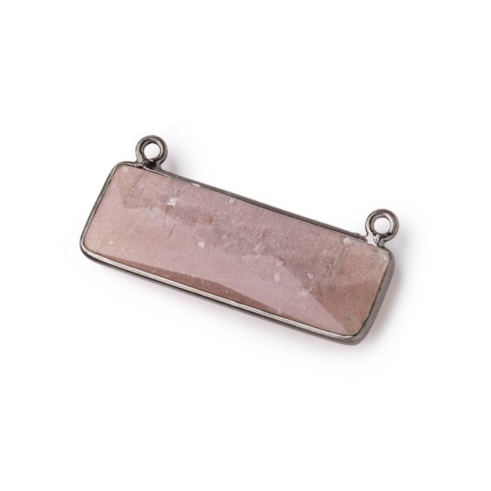 31x11mm Black Gold Bezel Chocolate Moonstone Bar 2 ring Connector East West 1 pc (ONLINE ORDER ONLY)