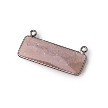31x11mm Black Gold Bezel Chocolate Moonstone Bar 2 ring Connector East West 1 pc (ONLINE ORDER ONLY)