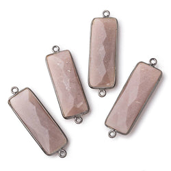 31x11mm Black Gold Bezel Chocolate Moonstone Bar 2 ring Connector North South 1 pc (ONLINE ORDER ONLY)