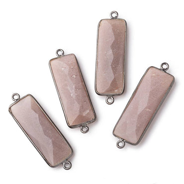 31x11mm Black Gold Bezel Chocolate Moonstone Bar 2 ring Connector North South 1 pc (ONLINE ORDER ONLY)