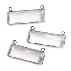 31x11mm Black Gold Bezel Crystal Quartz Bar 2 ring Connector East West 1 piece (ONLINE ORDER ONLY)