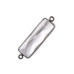 31x11mm Black Gold Bezel Crystal Quartz Bar 2 ring Connector North South 1 pc (ONLINE ORDER ONLY)
