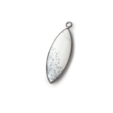 31x11mm Black Gold Bezel Dendritic Opal Plain Marquise Pendant 1 piece (ONLINE ORDER ONLY)