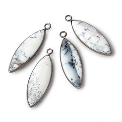 31x11mm Black Gold Bezel Dendritic Opal Plain Marquise Pendant 1 piece (ONLINE ORDER ONLY)