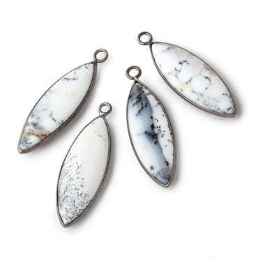 31x11mm Black Gold Bezel Dendritic Opal Plain Marquise Pendant 1 piece (ONLINE ORDER ONLY)