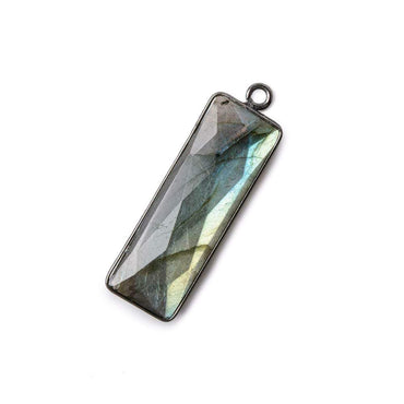 31x11mm Black Gold Bezel Labradorite Bar 1 ring pendant 1 piece (ONLINE ORDER ONLY)