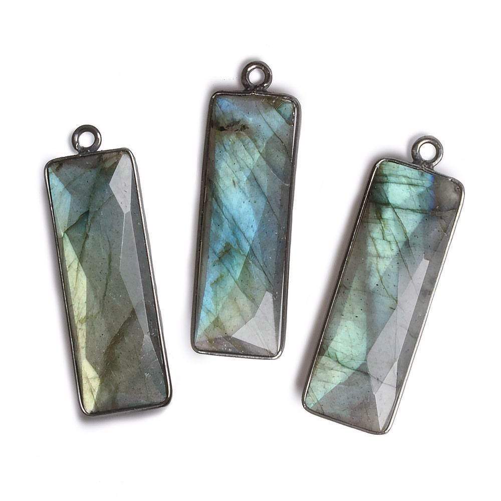 31x11mm Black Gold Bezel Labradorite Bar 1 ring pendant 1 piece (ONLINE ORDER ONLY)