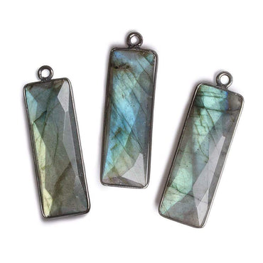 31x11mm Black Gold Bezel Labradorite Bar 1 ring pendant 1 piece (ONLINE ORDER ONLY)