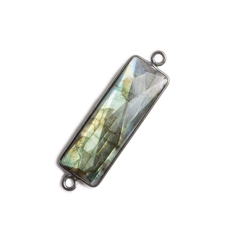 31x11mm Black Gold Bezel Labradorite Bar 2 ring Connector North South 1 piece (ONLINE ORDER ONLY)