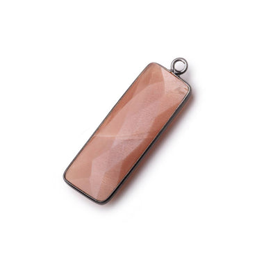 31x11mm Black Gold Bezel Peach Moonstone Bar 1 ring pendant 1 piece (ONLINE ORDER ONLY)