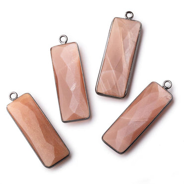 31x11mm Black Gold Bezel Peach Moonstone Bar 1 ring pendant 1 piece (ONLINE ORDER ONLY)
