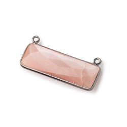 31x11mm Black Gold Bezel Peach Moonstone Bar 2 ring Connector East West 1 pc (ONLINE ORDER ONLY)