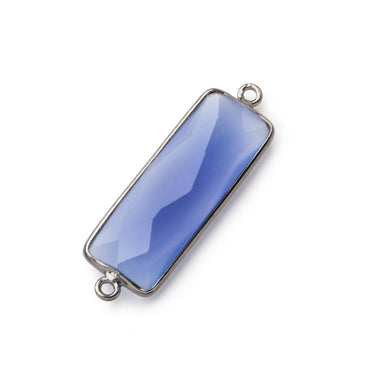 31x11mm Black Gold Bezel Santorini Blue Chalcedony Bar 2 ring Connector North South 1 pc (ONLINE ORDER ONLY)