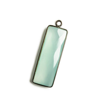 31x11mm Black Gold Bezel Seafoam Chalcedony Bar 1 ring pendant 1 piece (ONLINE ORDER ONLY)