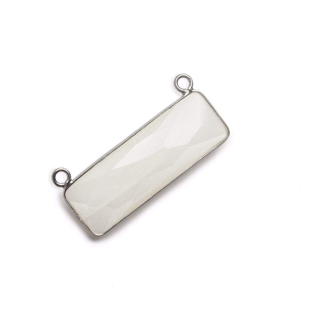 31x11mm Black Gold Bezel White Moonstone Bar 2 ring Connector East West 1 piece (ONLINE ORDER ONLY)