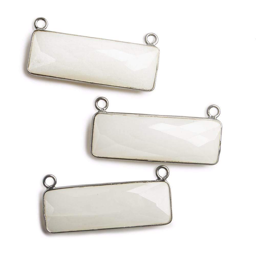 31x11mm Black Gold Bezel White Moonstone Bar 2 ring Connector East West 1 piece (ONLINE ORDER ONLY)