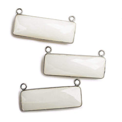 31x11mm Black Gold Bezel White Moonstone Bar 2 ring Connector East West 1 piece (ONLINE ORDER ONLY)