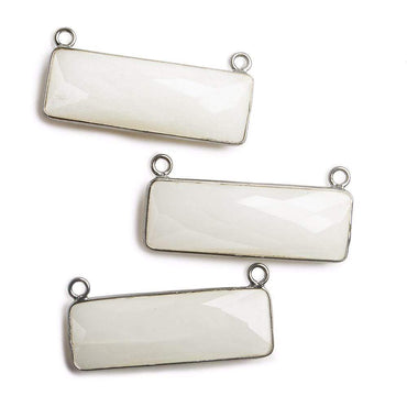 31x11mm Black Gold Bezel White Moonstone Bar 2 ring Connector East West 1 piece (ONLINE ORDER ONLY)