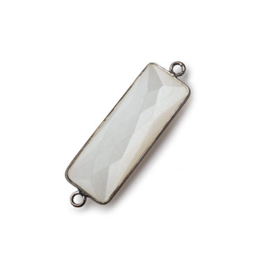 31x11mm Black Gold Bezel White Moonstone Bar 2 ring Connector North South 1 pc (ONLINE ORDER ONLY)