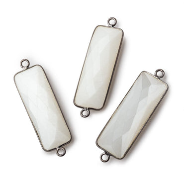 31x11mm Black Gold Bezel White Moonstone Bar 2 ring Connector North South 1 pc (ONLINE ORDER ONLY)