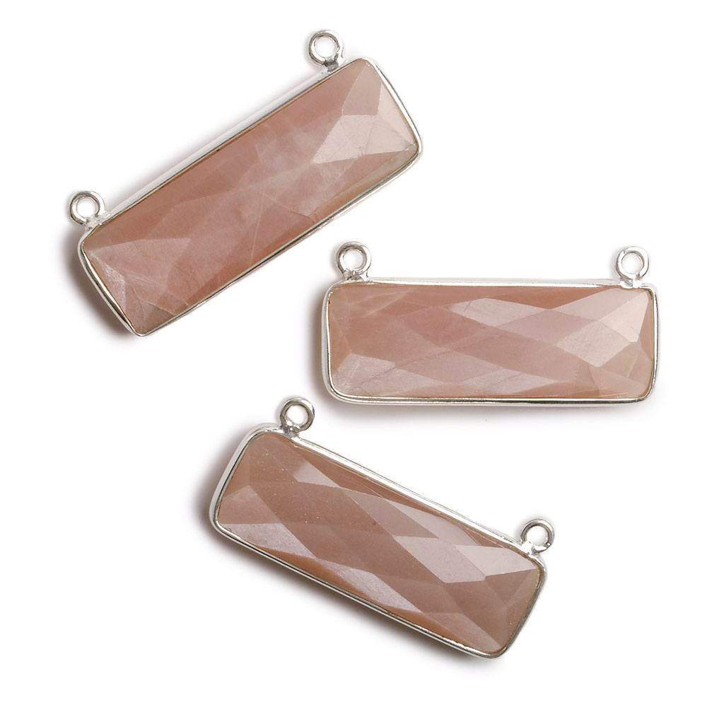 31x11mm Silver Bezel Chocolate Moonstone Bar 2 ring Connector East West 1 pc (ONLINE ORDER ONLY)