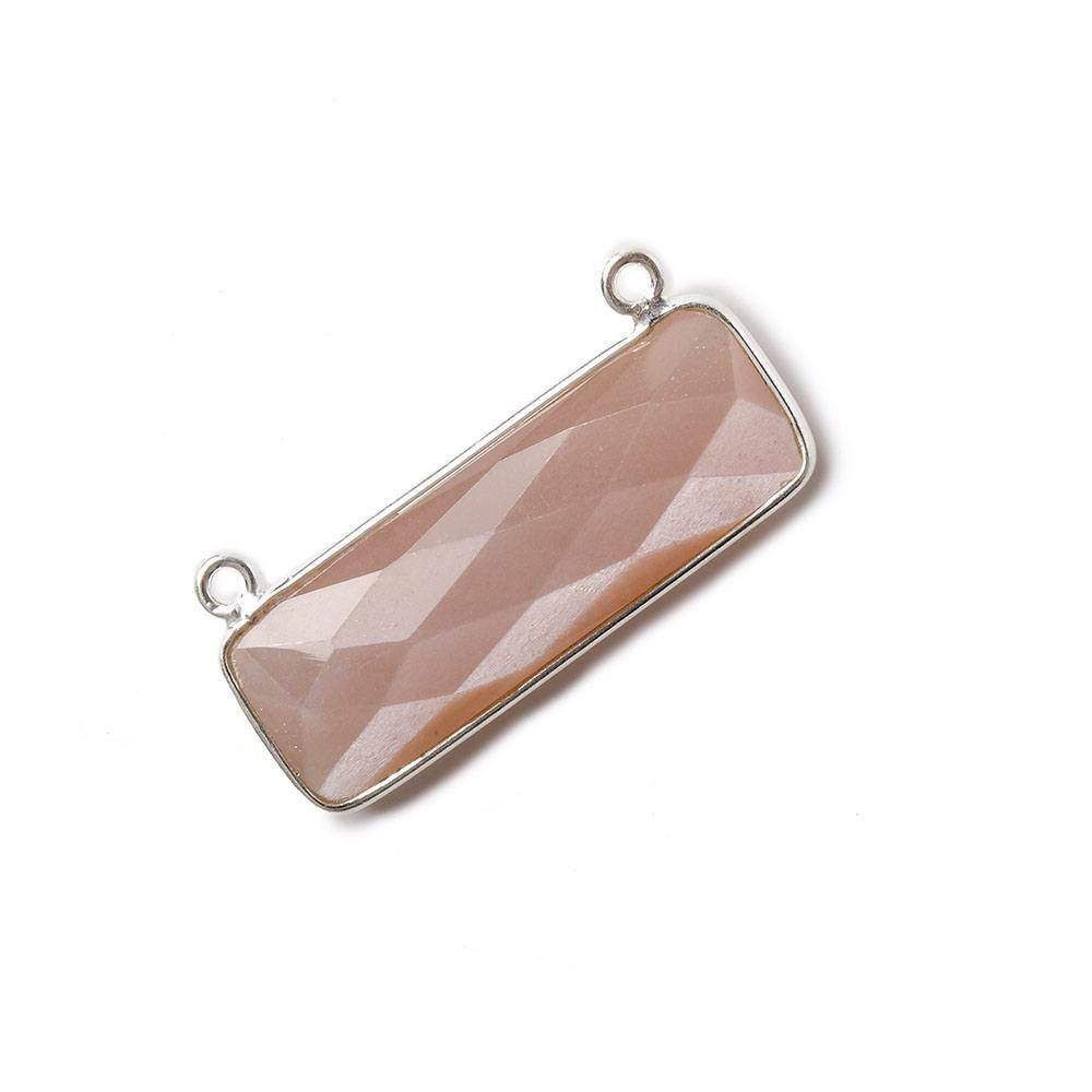 31x11mm Silver Bezel Chocolate Moonstone Bar 2 ring Connector East West 1 pc (ONLINE ORDER ONLY)