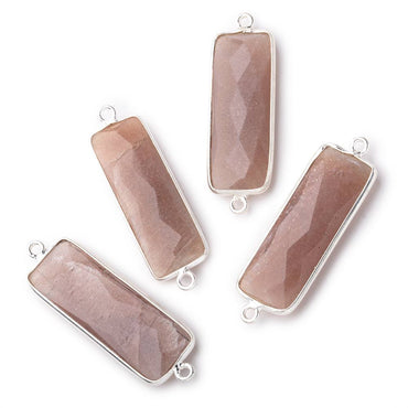 31x11mm Silver Bezel Chocolate Moonstone Bar 2 ring Connector North South 1 pc (ONLINE ORDER ONLY)