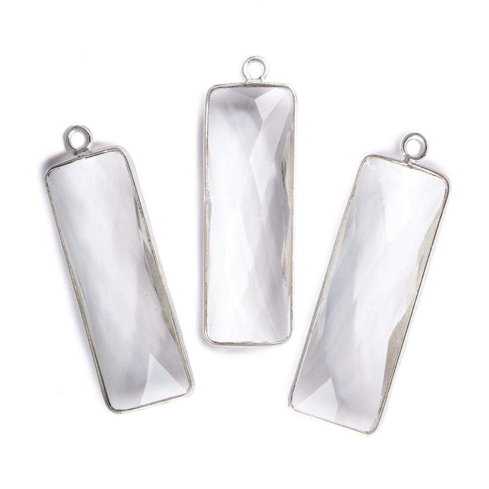 31x11mm Silver Bezel Crystal Quartz Bar 1 ring pendant 1 piece (ONLINE ORDER ONLY)