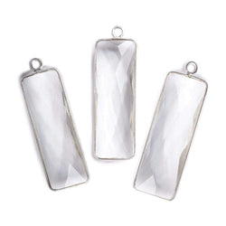 31x11mm Silver Bezel Crystal Quartz Bar 1 ring pendant 1 piece (ONLINE ORDER ONLY)