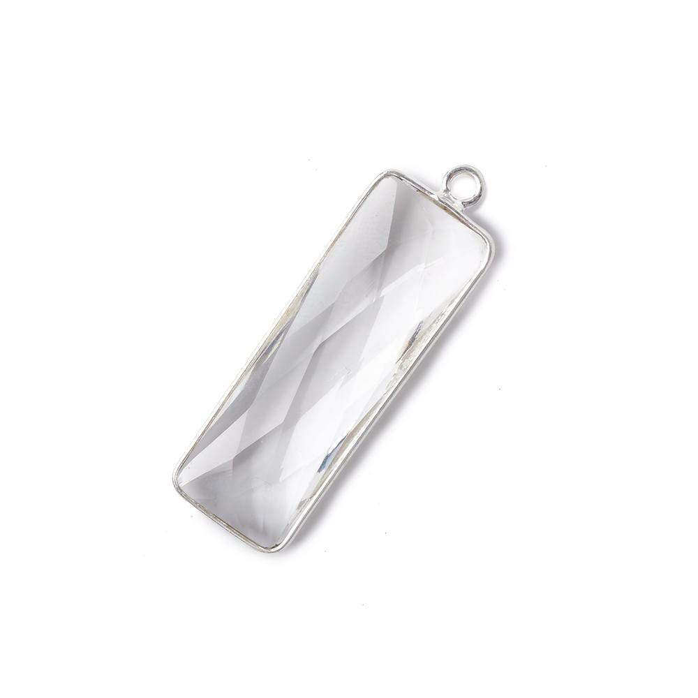 31x11mm Silver Bezel Crystal Quartz Bar 1 ring pendant 1 piece (ONLINE ORDER ONLY)