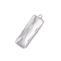 31x11mm Silver Bezel Crystal Quartz Bar 1 ring pendant 1 piece (ONLINE ORDER ONLY)