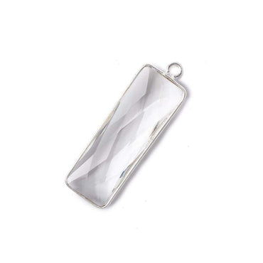 31x11mm Silver Bezel Crystal Quartz Bar 1 ring pendant 1 piece (ONLINE ORDER ONLY)