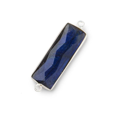 31x11mm Silver Bezel Labradorite Bar 2 ring Connector North South 1 piece (ONLINE ORDER ONLY)