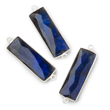 31x11mm Silver Bezel Labradorite Bar 2 ring Connector North South 1 piece (ONLINE ORDER ONLY)