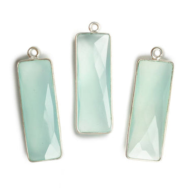 31x11mm Silver Bezel Light Seafoam Chalcedony Bar 1 ring pendant 1 piece (ONLINE ORDER ONLY)