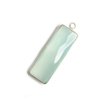 31x11mm Silver Bezel Light Seafoam Chalcedony Bar 1 ring pendant 1 piece (ONLINE ORDER ONLY)