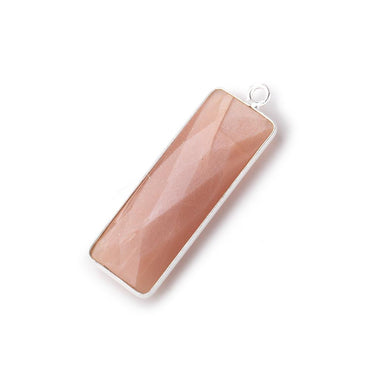 31x11mm Silver Bezel Peach Moonstone Bar 1 ring pendant 1 piece (ONLINE ORDER ONLY)
