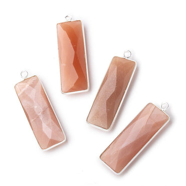 31x11mm Silver Bezel Peach Moonstone Bar 1 ring pendant 1 piece (ONLINE ORDER ONLY)