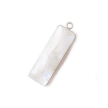31x11mm Silver Bezel Rainbow Moonstone Bar 1 ring pendant 1 piece (ONLINE ORDER ONLY)