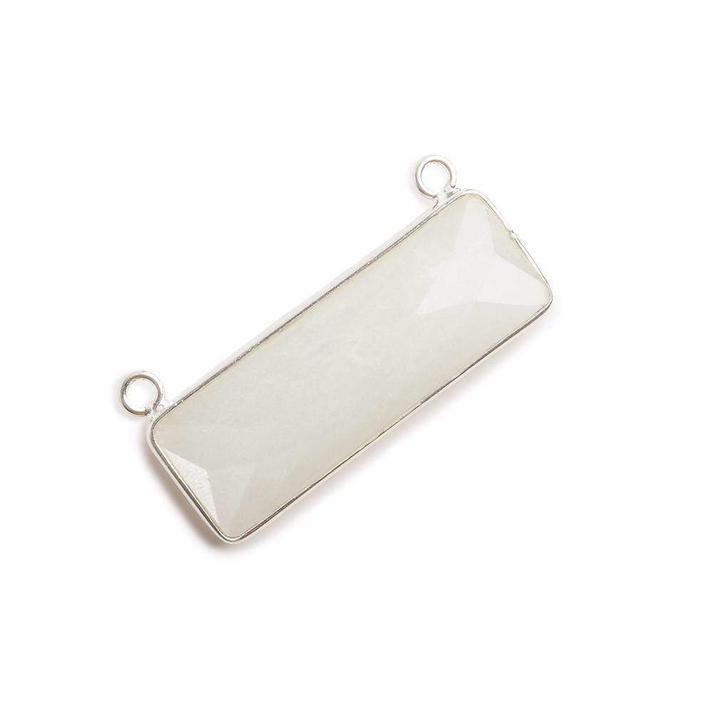 31x11mm Silver Bezel White Moonstone Bar 2 ring Connector East West 1 piece (ONLINE ORDER ONLY)