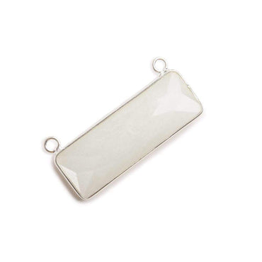 31x11mm Silver Bezel White Moonstone Bar 2 ring Connector East West 1 piece (ONLINE ORDER ONLY)