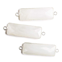 31x11mm Silver Bezel White Moonstone Bar 2 ring Connector North South 1 pc (ONLINE ORDER ONLY)