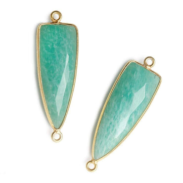 31x11mm Vermeil Bezel Amazonite faceted Point Connector 1 piece (ONLINE ORDER ONLY)